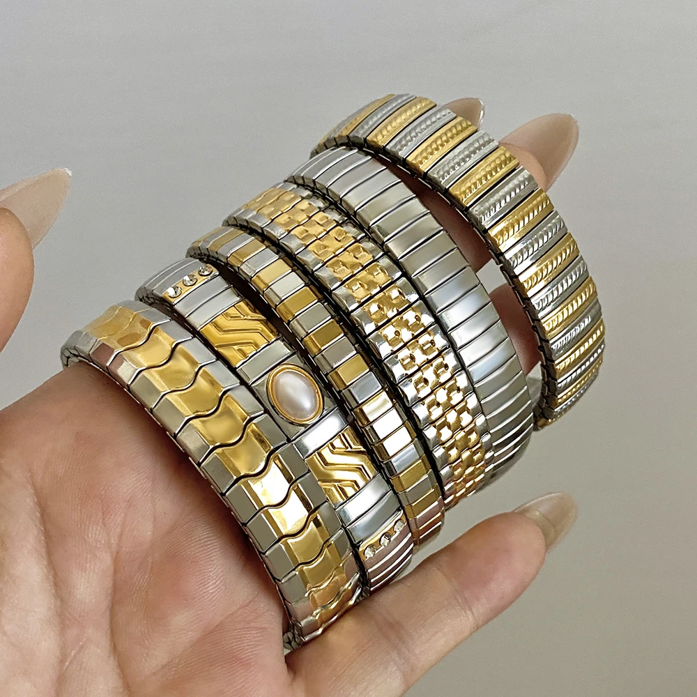 Фото Greatera Charm, двухцветный ремешок для часов, мужской браслет, прямоугольный саржевый жемчуг, эластичный женский простой браслет, ювелирные изделия 2025 №3