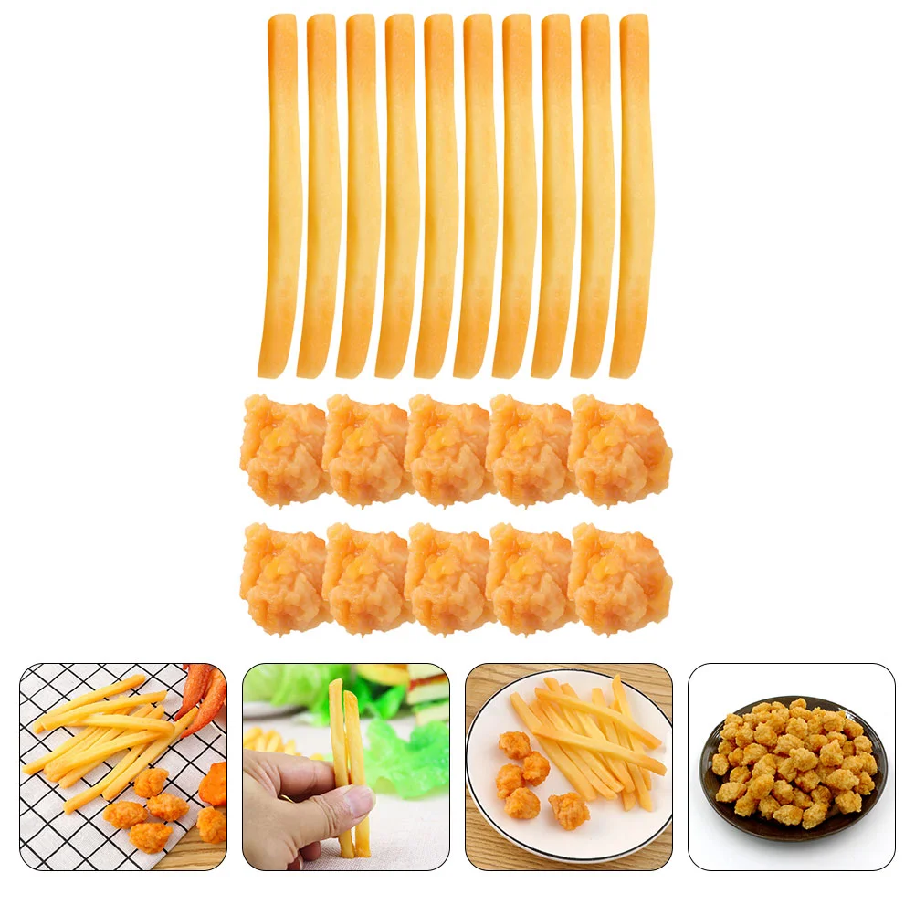 

20pcs French Fries Simulation Artificial Play Model Kitchen Decoration Photo Props Party Tricky Props