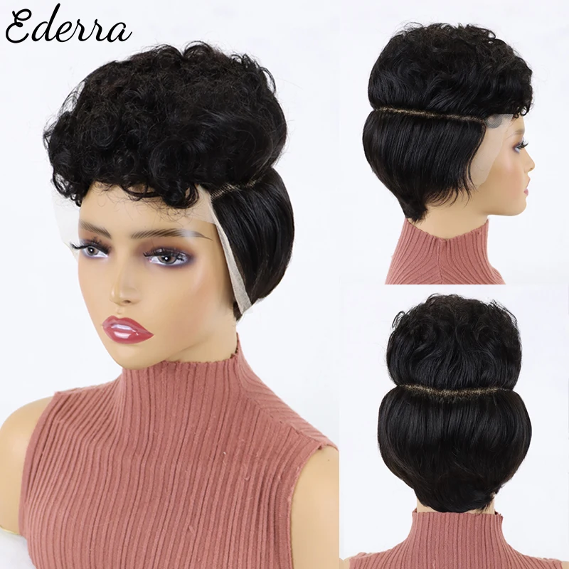 

Brazilian Short Curly Hair Wigs Remy Afro Curly Wigs For Black Women Human Hair Full Machine Made No Lace Glueless