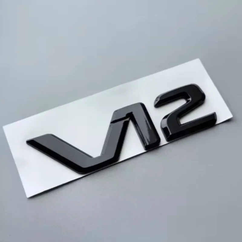 3D ABS Большие плоские буквы V12, эмблема для автомобиля, наклейка-логотип на багажниккрыло для Mercedes-Benz S400 S500 S600, хромированный глянцевый черный цвет (art.: 3920da3d30c2d) - 3920da3d30c2d