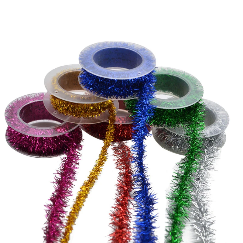 

1.5M Wire Garland Tinsel Hanging Rattan Christmas Tree Ornament Decoration Xmas Wedding Birthday Party Colorful Ribbon