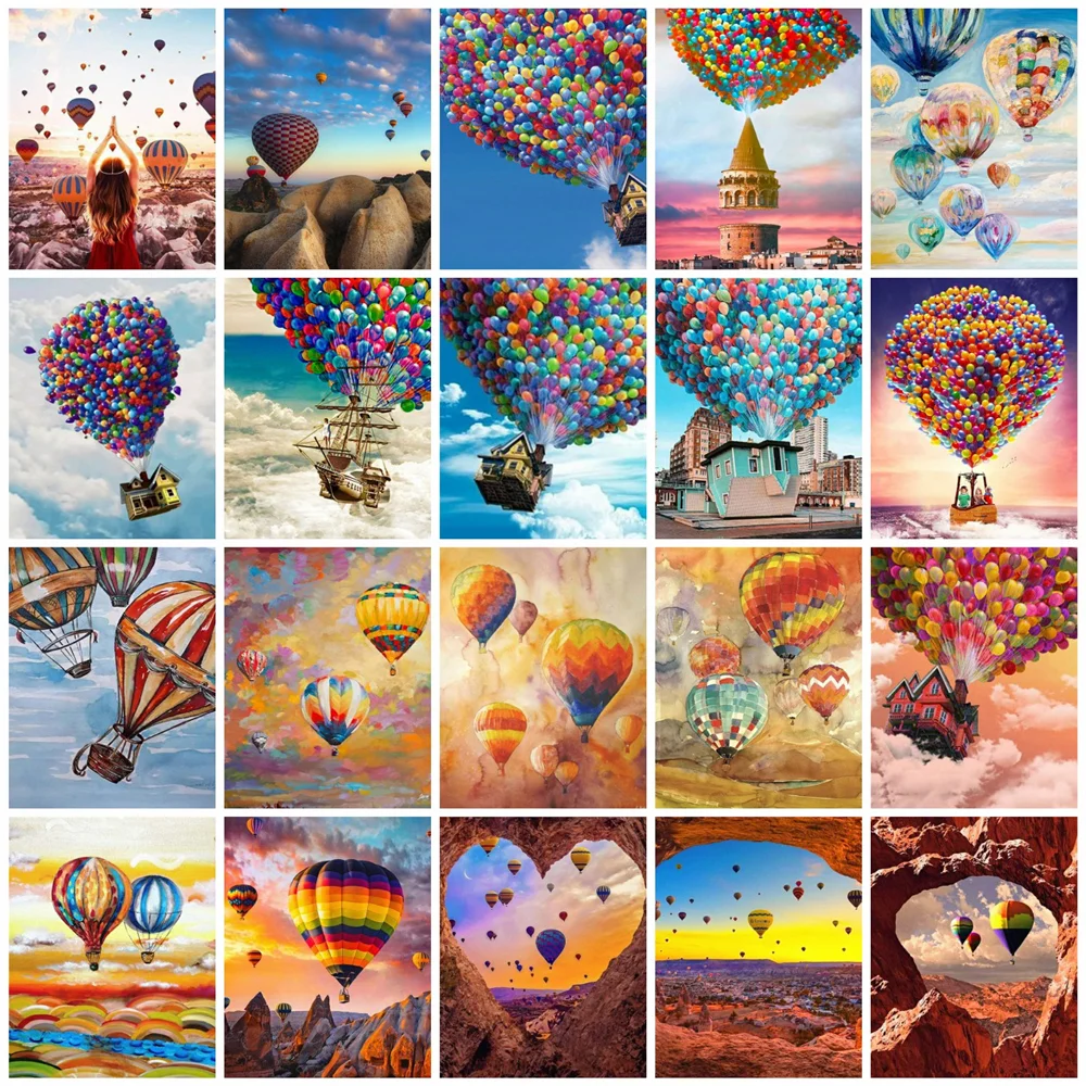 

Huacan 5d Diy Diamond Painting Hot Air Balloon Home Decor Embroidery Mosaic Sky Scenery Crystal Picture