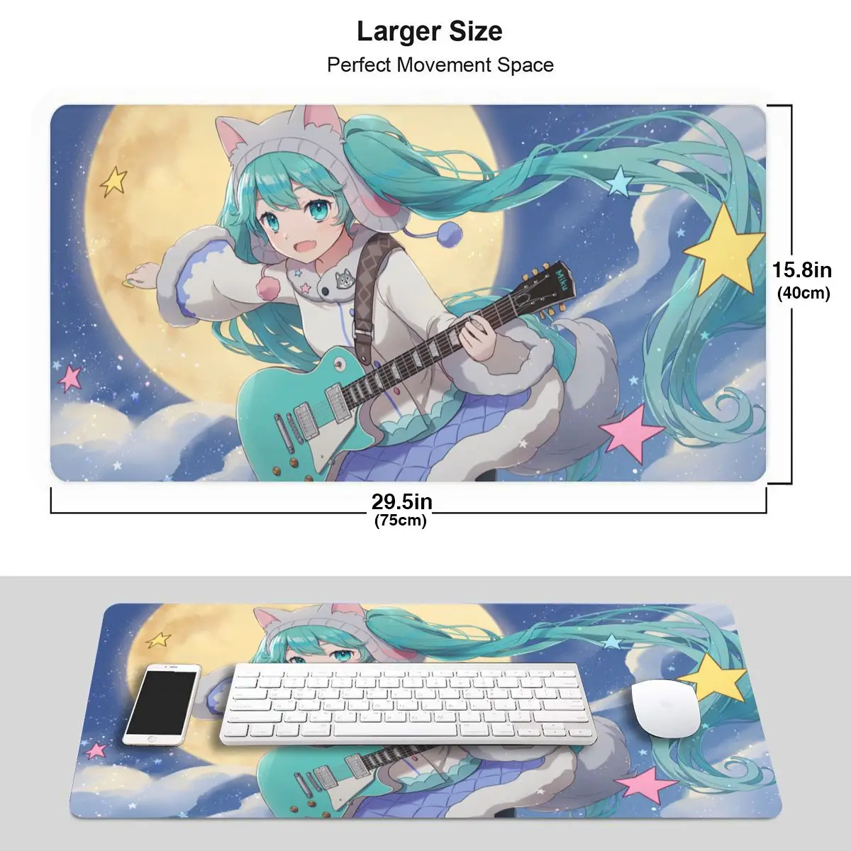 Miku гитара Вокалоид милый аниме девушка игровой коврик для мыши клавиатура мышь