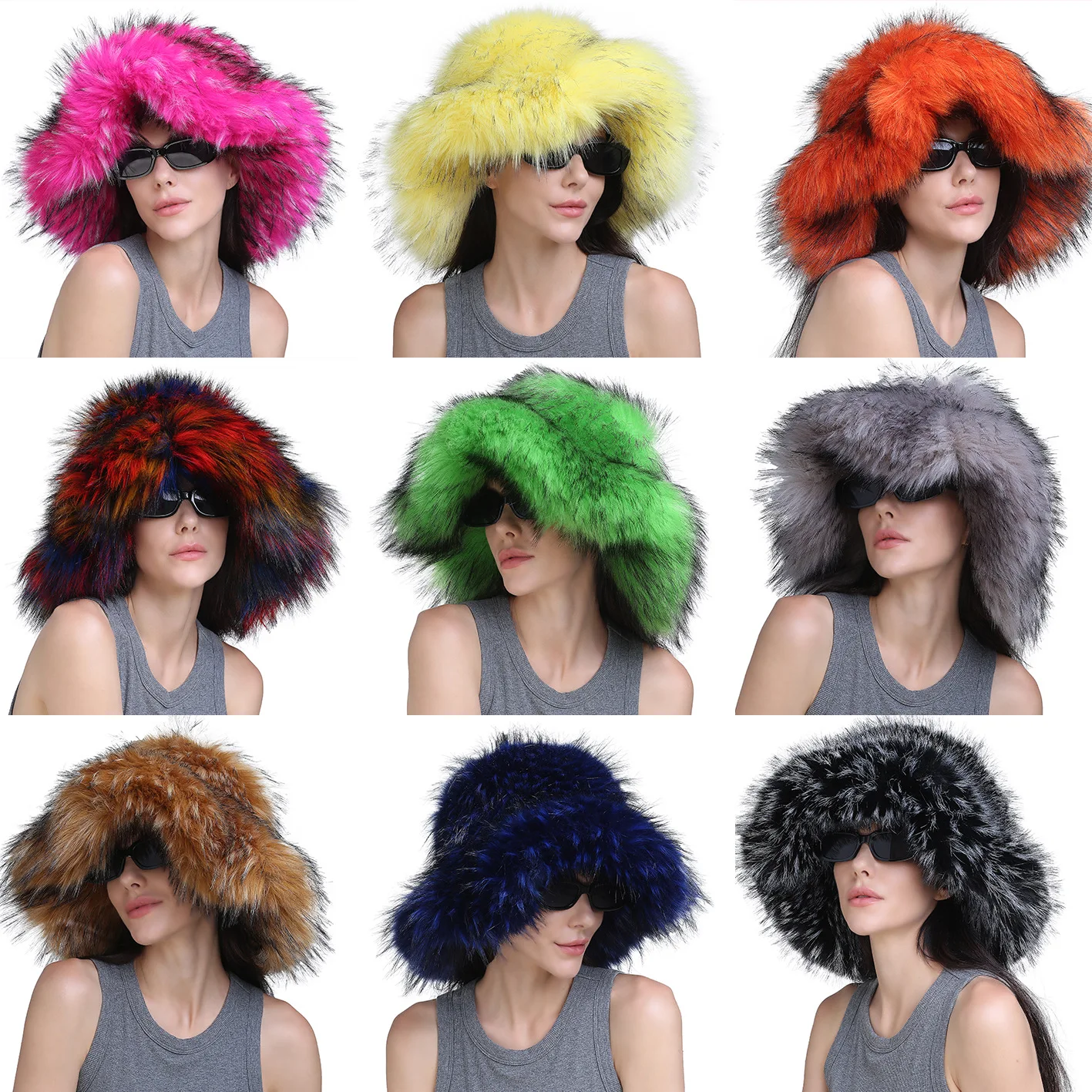 Женская зимняя шапка-ведро из искусственного меха в стиле оверсайз