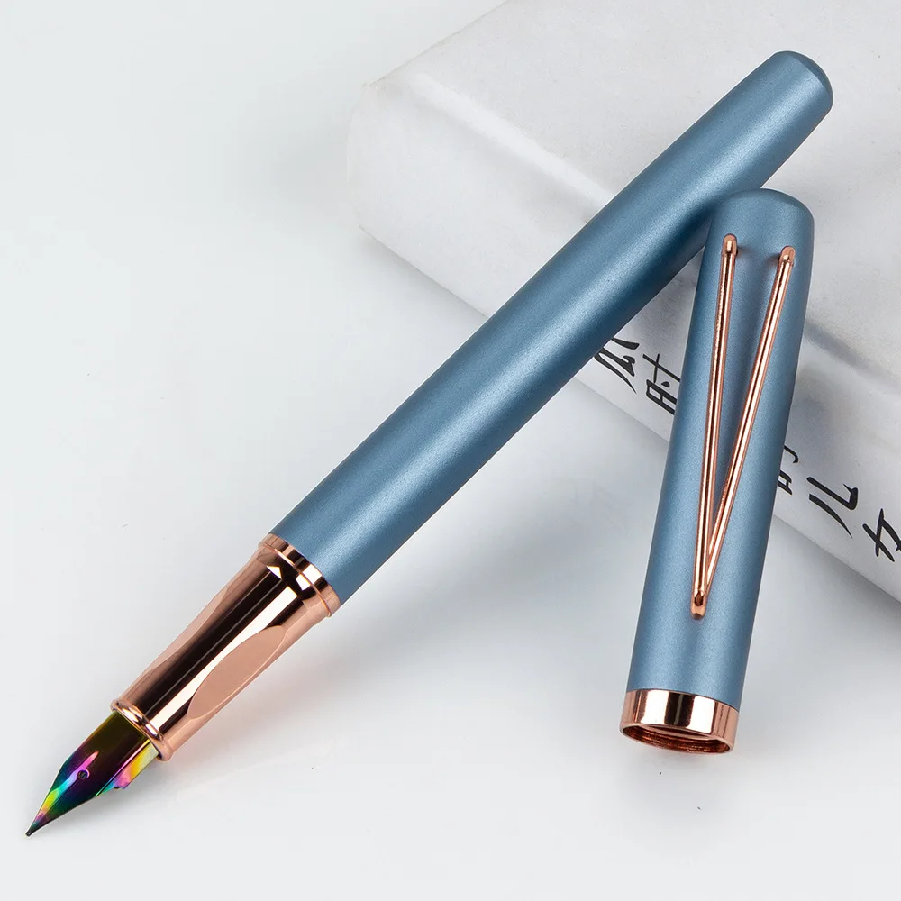 

Luxury 0.38mm EF Nib Blue Fountain Pen Writing Signing Calligraphy Pens Gift Office Stationery Supplies Customized Logo Name