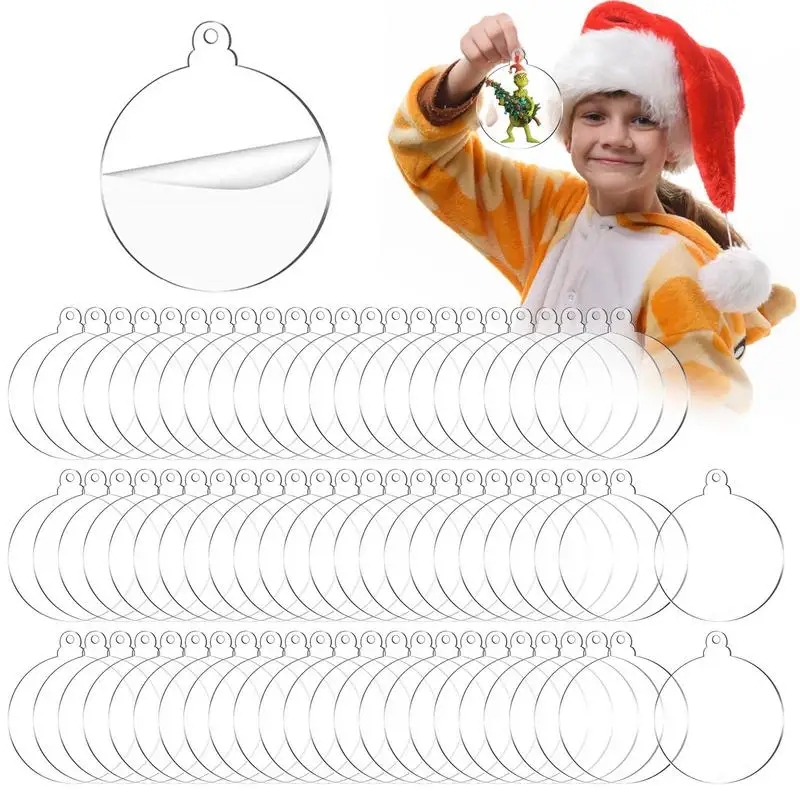 

Прозрачные рождественские украшения 72 шт., прозрачные круглые фотообои 2022, сделай сам, пустые круглые лампочки, Рождественская елочка