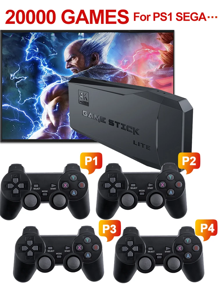Игровая приставка для видеоигр ТВ HD 4K 128 ГБ 20000 ретро-игр PS1/GBA/Dendy/MAME/SEGA поддержка 4