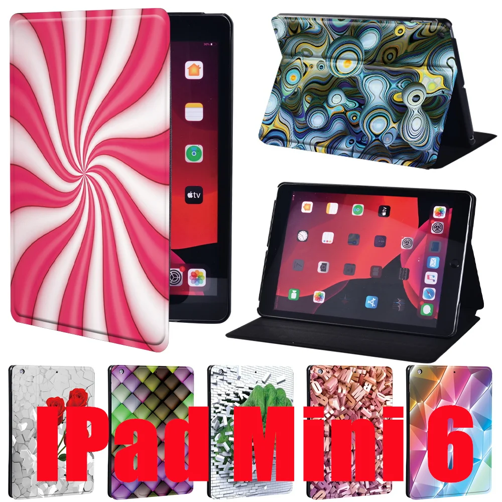 

Чехол для планшета IPad Mini 6, чехол 2021 дюйма для IPad Mini 6-го поколения, кожаный защитный чехол с 3d-рисунком и подставкой