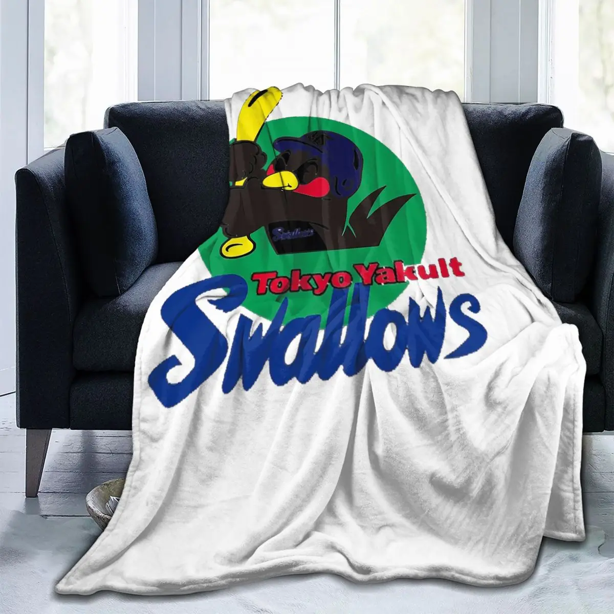 Фото Одеяла Tokyo Yakult Swallows, фланелевое одеяло для дивана, портативное одеяло для дивана, постельные принадлежности, уличные пледы, покрывало, одеяло №1