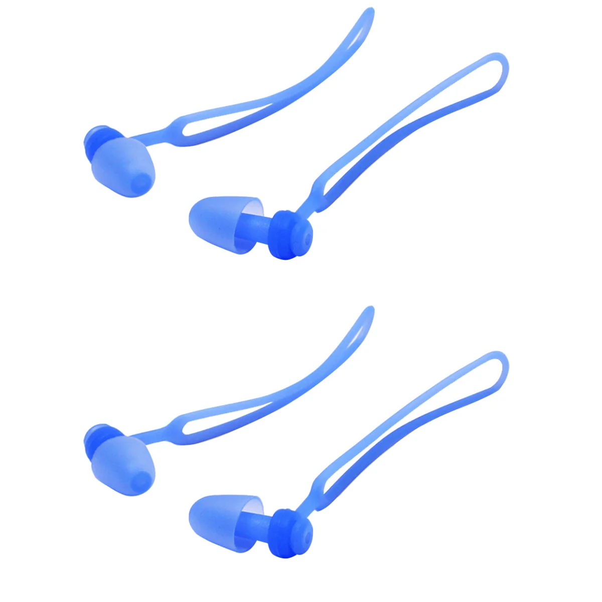 

2 Pairs Fashion Waterproof Swimming Ear Plugs Ergonomic Underwater Diving Earplugs with Rope for Man Woman Kids (Blue)