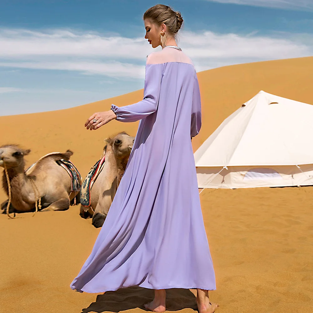 Satin Abaya Dubai Turkey Arabic Muslim Maxi Dresses for Women Elegant Ethnic Jalabiya Islam Moroccan Kaftan Robe Caftan Marocain