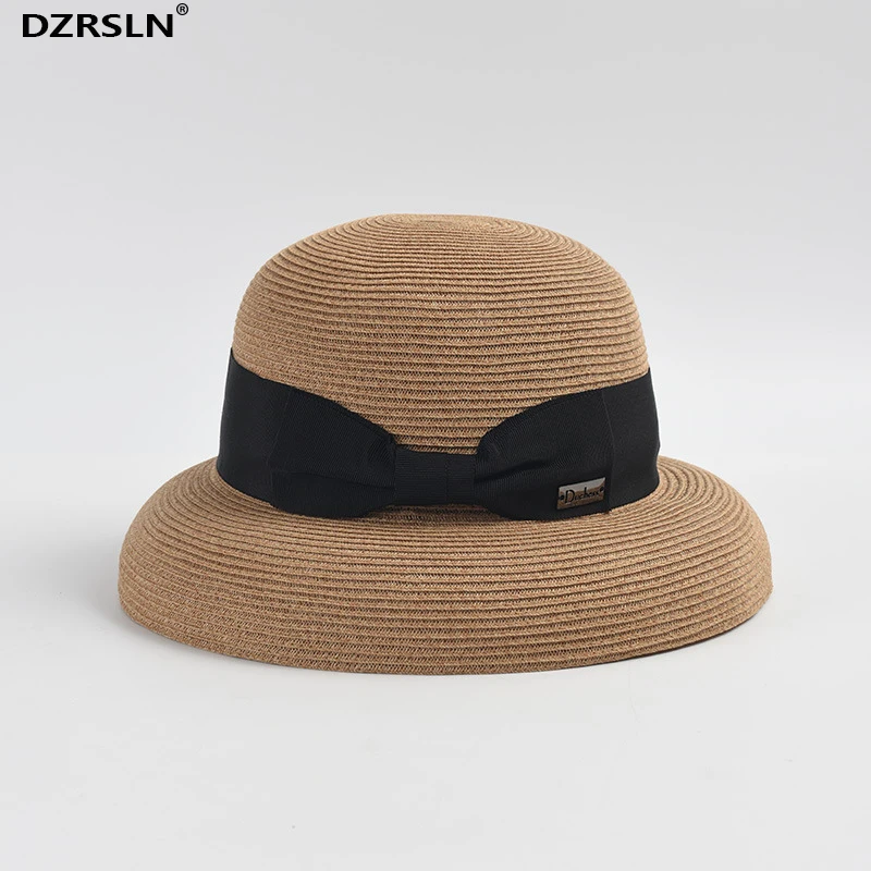 

Шляпа женская Соломенная с бантом, летняя Панама от солнца, 2024