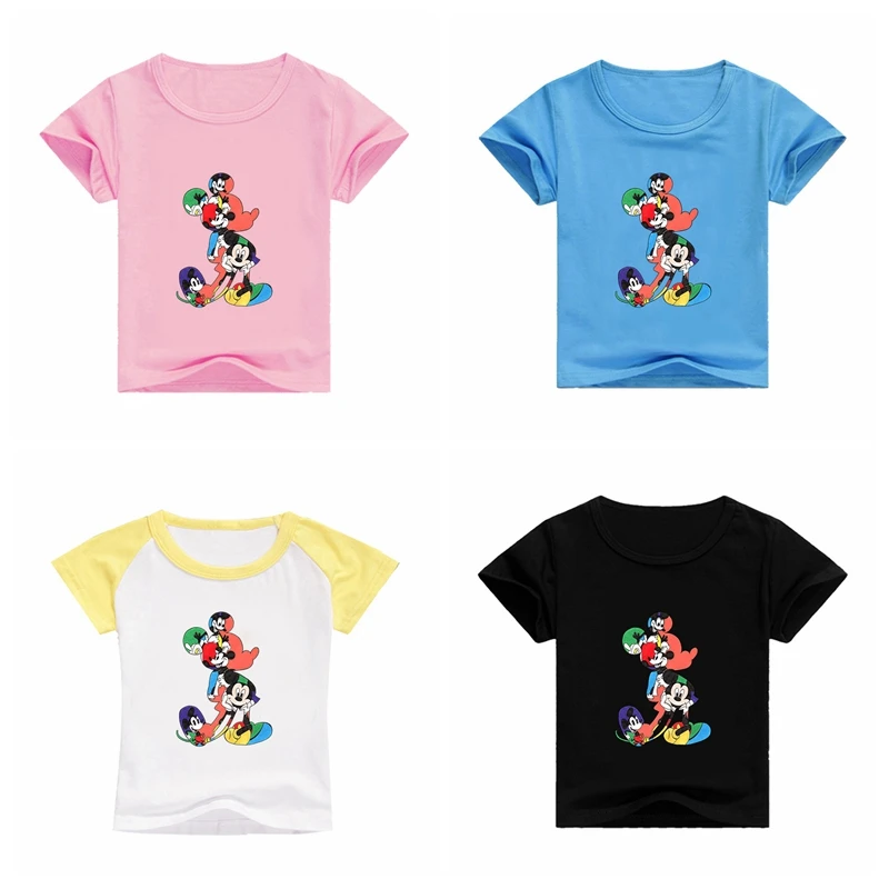 

New Baby Boys Girls Cartoon Mickey Print T shirt Summer Short Sleeve T Shirts For Kids Casual Clothing Children Tops Tees 2-12T