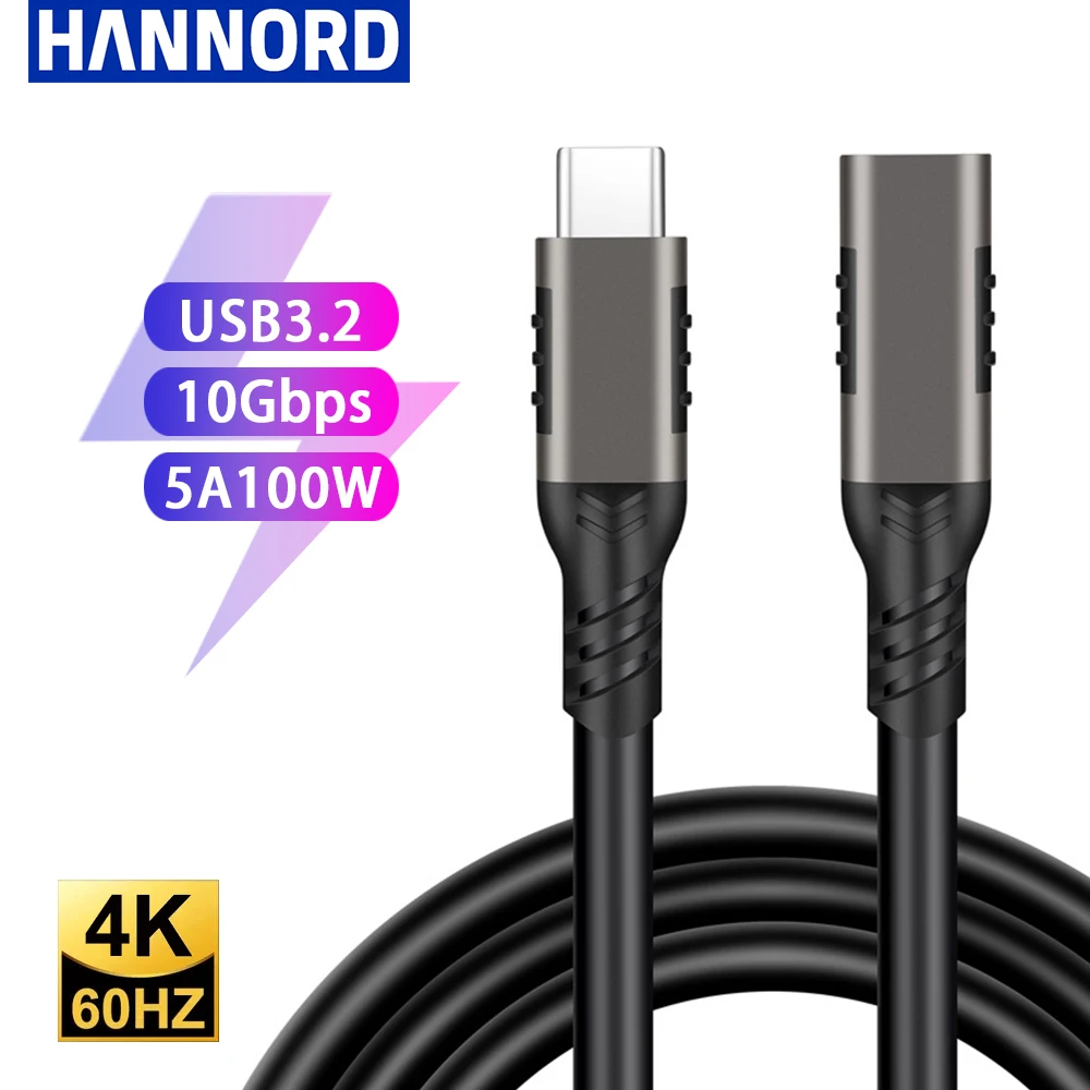 Удлинительный кабель USB C 3,2, 100 Вт, PD 5A, Type C, 4K @ 60 Гц, 10 Гбит/с, Thunderbolt 3 для Xiaomi, Huawei Switch, 0,5 м, 1 м, 2 м