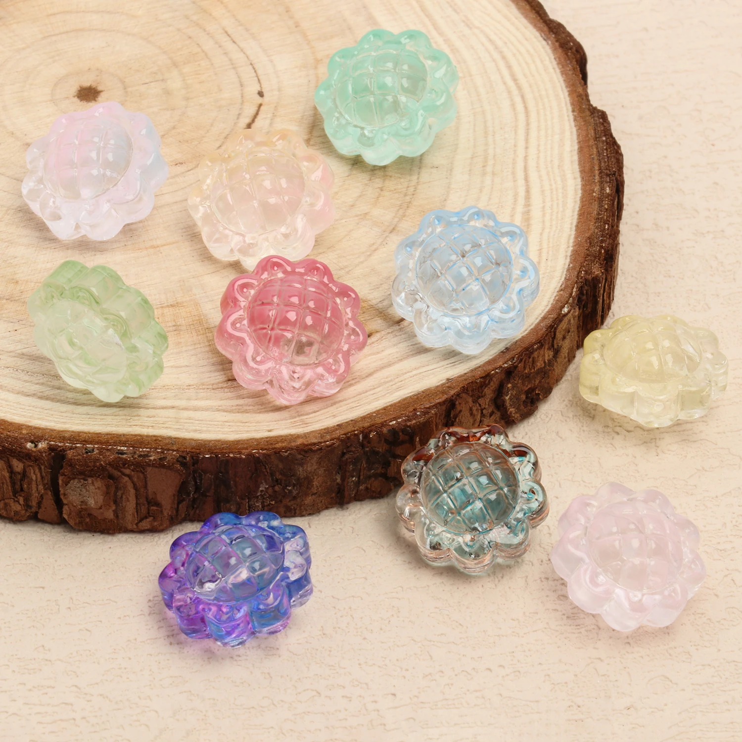 

20Pcs15x10.5mm Colorful Lampwork Glass Crystal Sunflower Shape Spacer Beads For Jewelry Making DIY Earring Bracelet Accessory