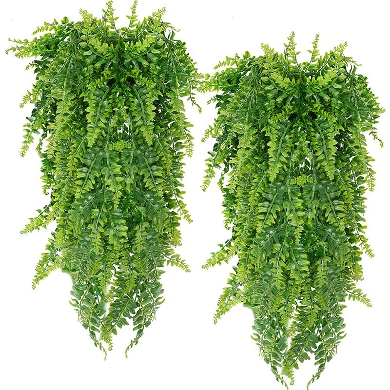 

1Pcs Persian fern Leaves Vines Green Silk Hanging Leaf Fake Rattan Wall Plants For Garden Home Wedding Party Balcony Decoration