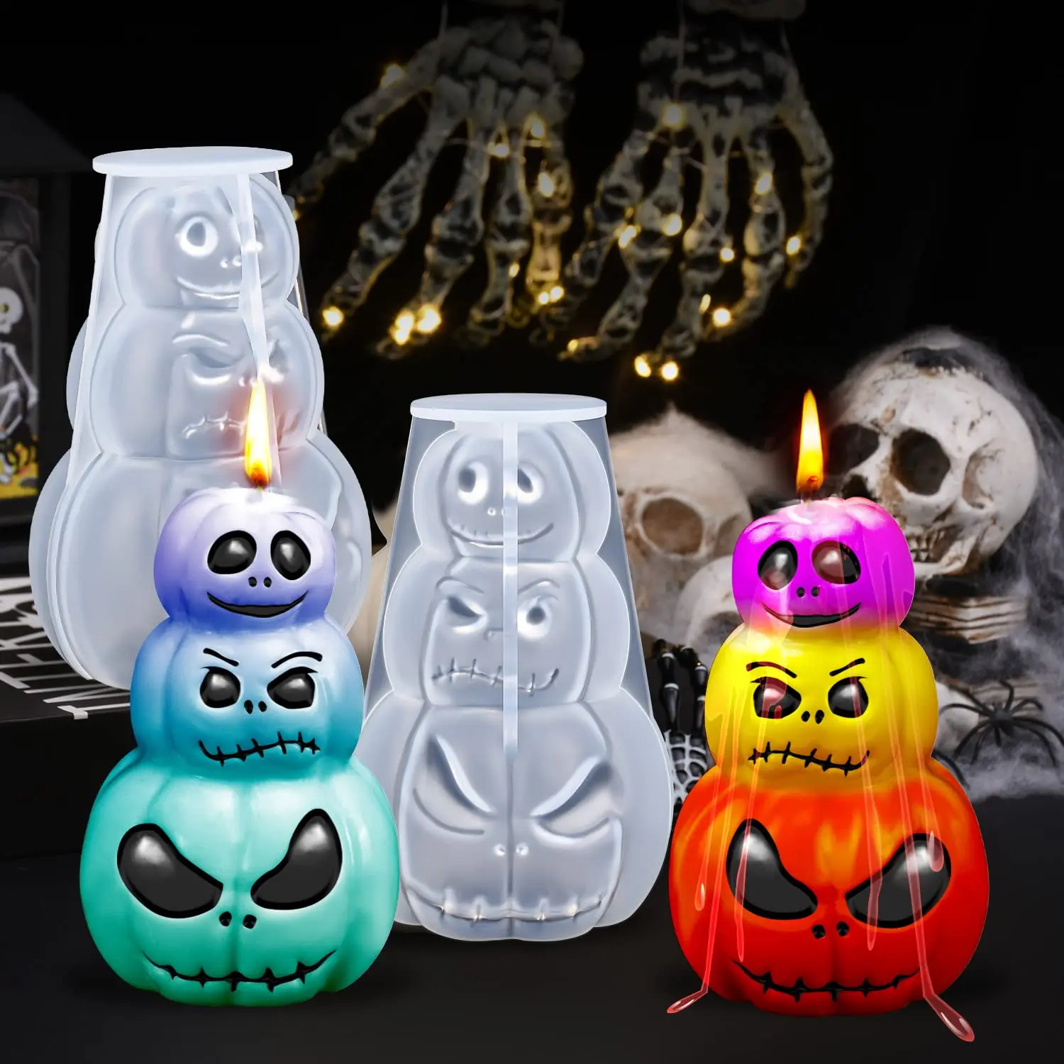 

Halloween Pumpkin Candle Molds 3D Pumpkin Silicone Mold for Epoxy Resin Handmade Soap Wax Candle Casting Art Crafts Decor