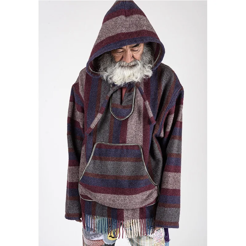 

Свитер мужской/женский шерстяной в клетку, с капюшоном