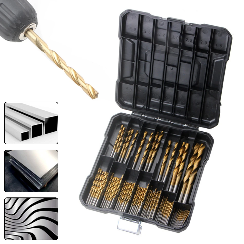 

99pcs Metric Drill Set High Speed Steel Drill Bit Set For Woodworking Wood Tools Spiral Drill Bit Round Handle Power Tools
