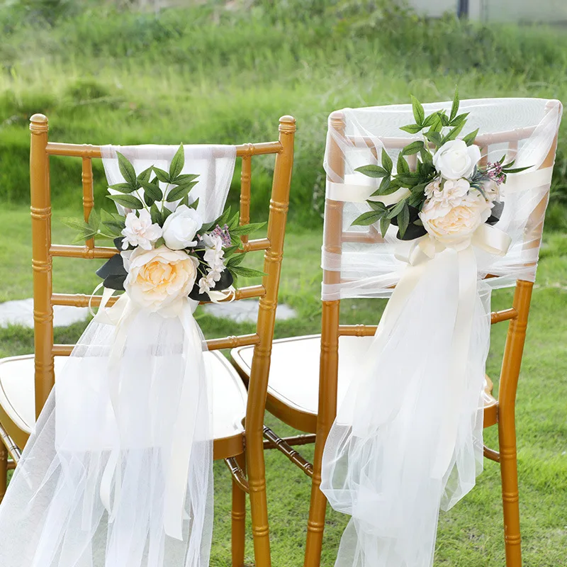

Western-style Forest Chair Back Flower Creative New Outdoor Wedding Decoration Photography Props Simulation Chair Back Fower