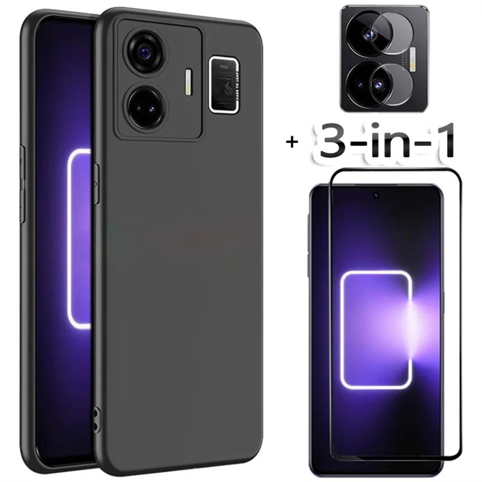 

3-in-1,Tempered Glass + TPU Case for Realme GT3 Neo3 3T Neo5 SE Soft Anti-shock Phone Cases Realmi GT Neo 5 SE Cover Realme GT 3