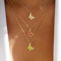 light flying man dance 2022 new full diamond small butterfly necklace female korean simple temperament clavicle chain