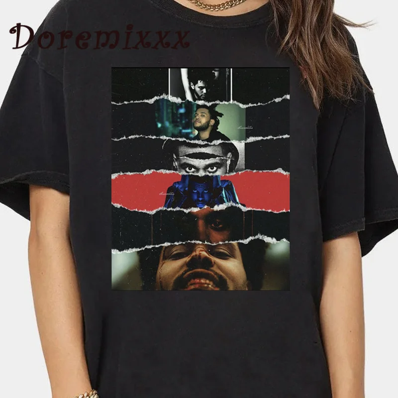 

Футболка Weeknd с графическим принтом для мужчин и женщин, модная рубашка в стиле хип-хоп, в эстетике рэпера, Мужская объемная искусственная ко...
