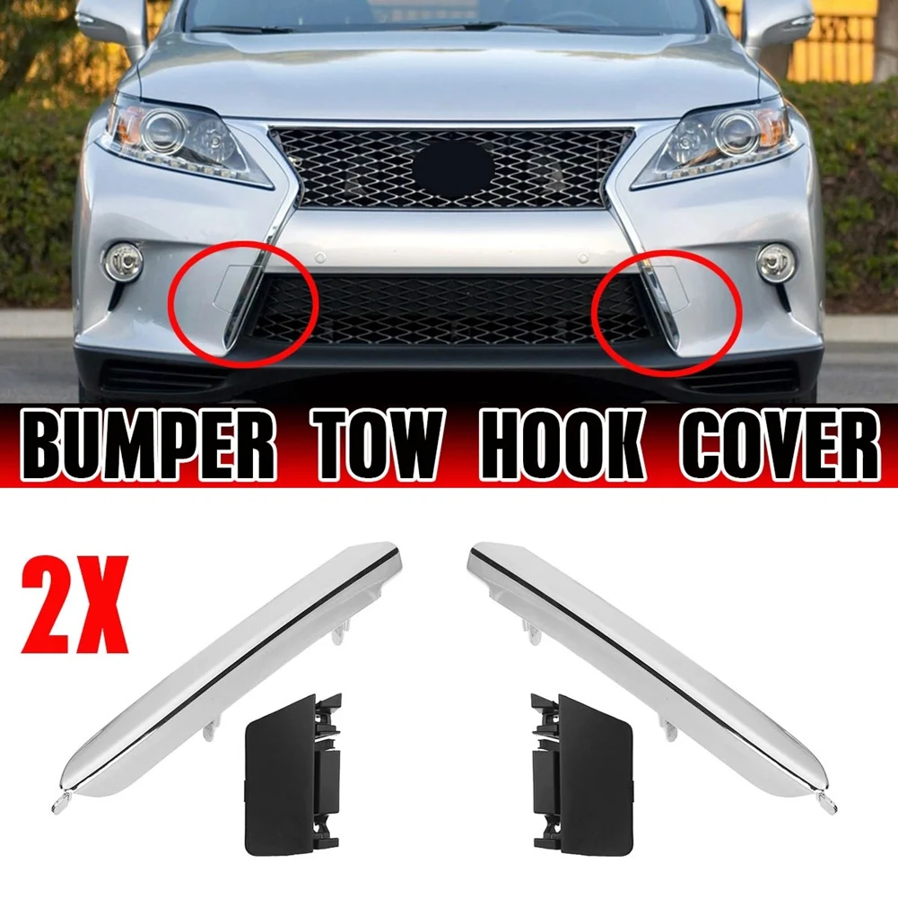 

Car Front Left Bumper Tow Hook Cap Cover + Plating Chrome Bumper Trim Strip for Lexus RX270 RX350 RX450H 2013-2015