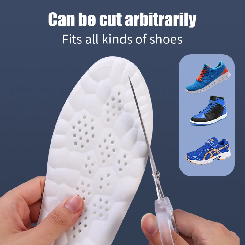 5pairs Breathable Cotton Sport Insoles High Elasticity Shock Absorption Super Soft Shoe Pad Sweat Absorbing Foot Massage Insoles