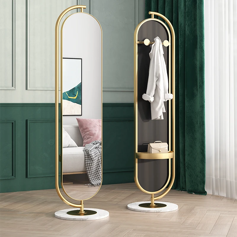 

Oval Mirror Art Nordic Standing Big Aesthetic Full-body Irregular Dressing Hallway Locker Mirror Metal Frame Espelho Home Decor