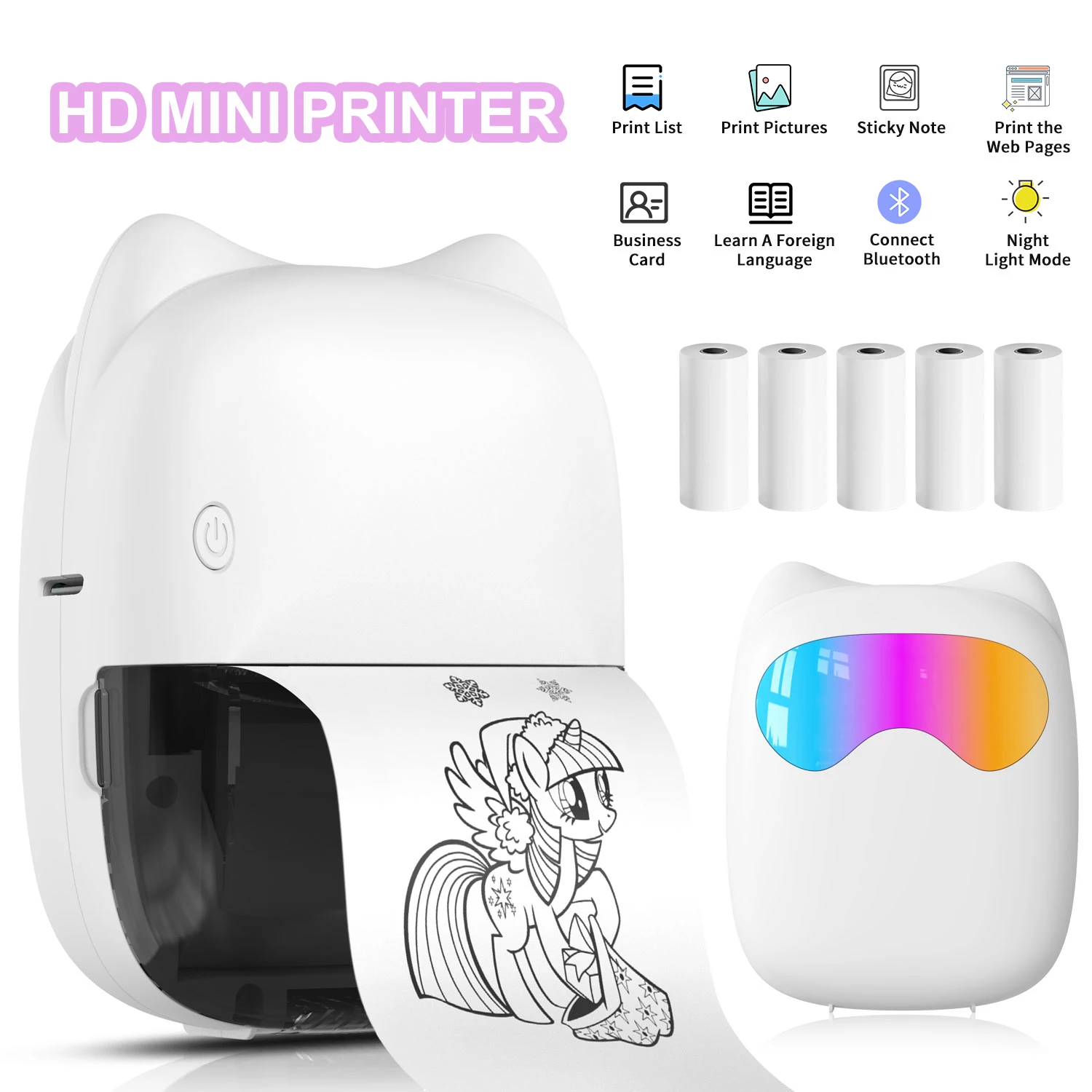 Портативный беспроводной мини-термопринтер Uhoofit BT 200 точек на дюйм для домашнего