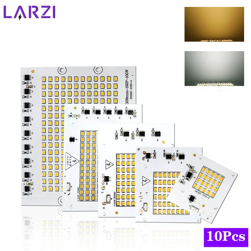 10pcs/lot LED Chip Lamp 10W 20W 30W 50W 100W SMD2835 Light Beads AC 220V 230V 240V Led Floodlight Outdoor Lighting Spotlight