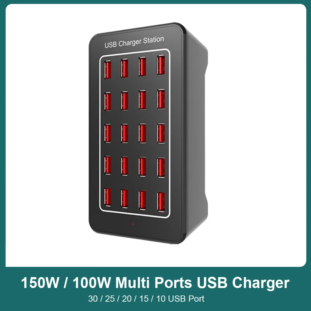 

USB Hub Charger Station 30 25 20 Multi Ports Fast Charging Station 150/100W Universal Carregador for iPhone iPad Huawei Xiaomi