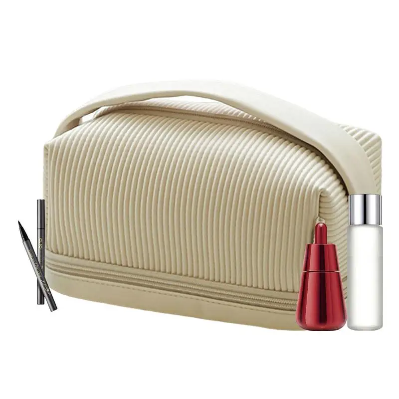 

PU Leather Large Makeup Bag Cosmetic Bag Women Multifunction Toiletries Organizer Portable Travel Waterproof Storage Case