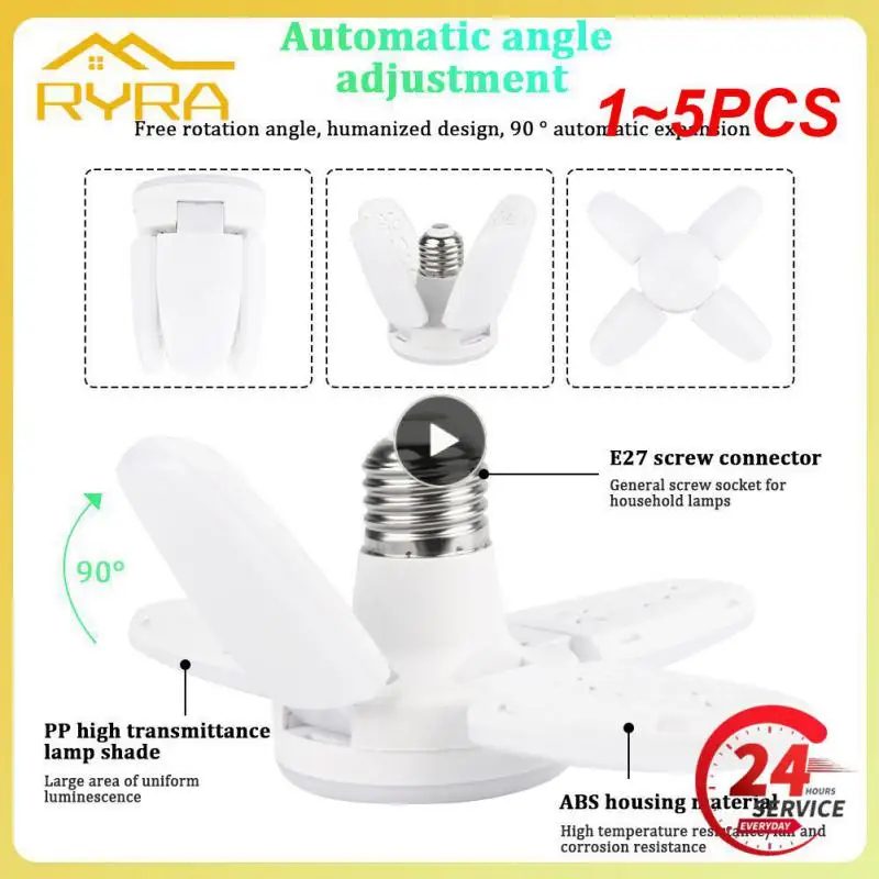 

1~5PCS LED Bulb Fan Blade 4+1 Leaf Lamp AC165-265V 28W Foldable Led Light Bulb Deformable Lampada Home Ceiling Light Garage