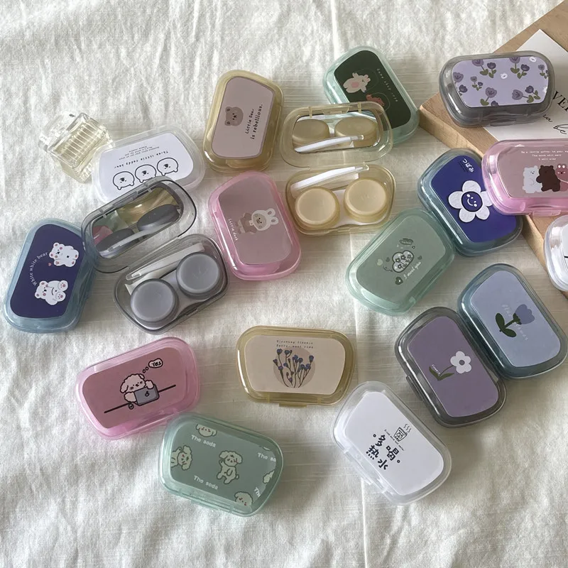 

Cute Portable Contact Lens Box Like Fish Ins With Mirror Cosmetic Contact Lenses Companion Box Care Box /B03 Simple Box