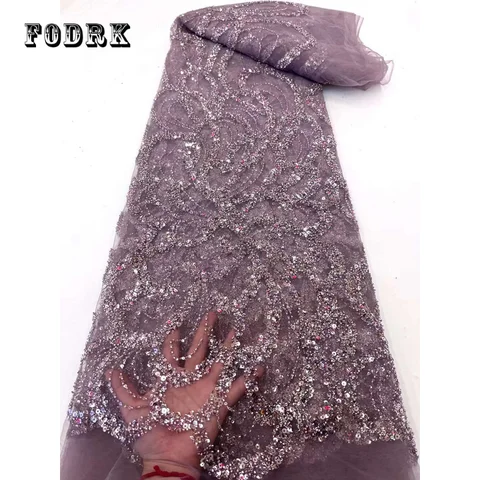 Sequin African French Net Lace Fabric 2023 Sky Blue High Quality Tulle Mesh Lace Bridal Nigerian Wedding Dress Lace For Woman