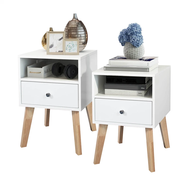 

US 3 days delivery single drawer high glossy nightstand smart nightstand with cheap cost beside table in US warehouseLocal stock