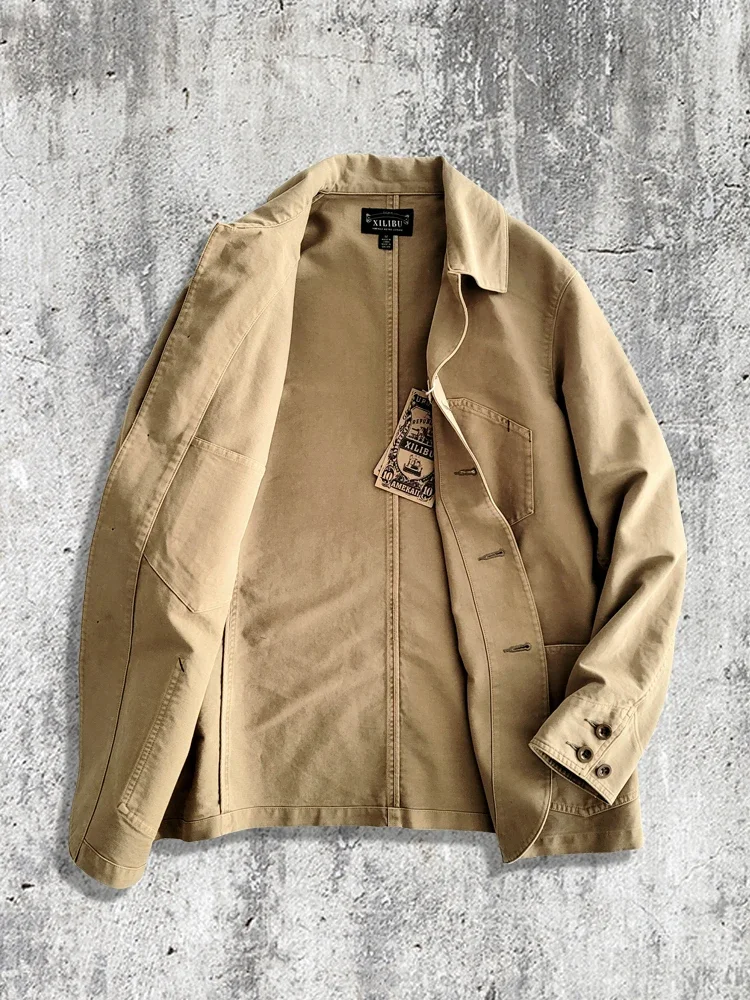 Amekaji Wear мужская хлопковая рабочая одежда цвета хаки костюм с отложным воротником