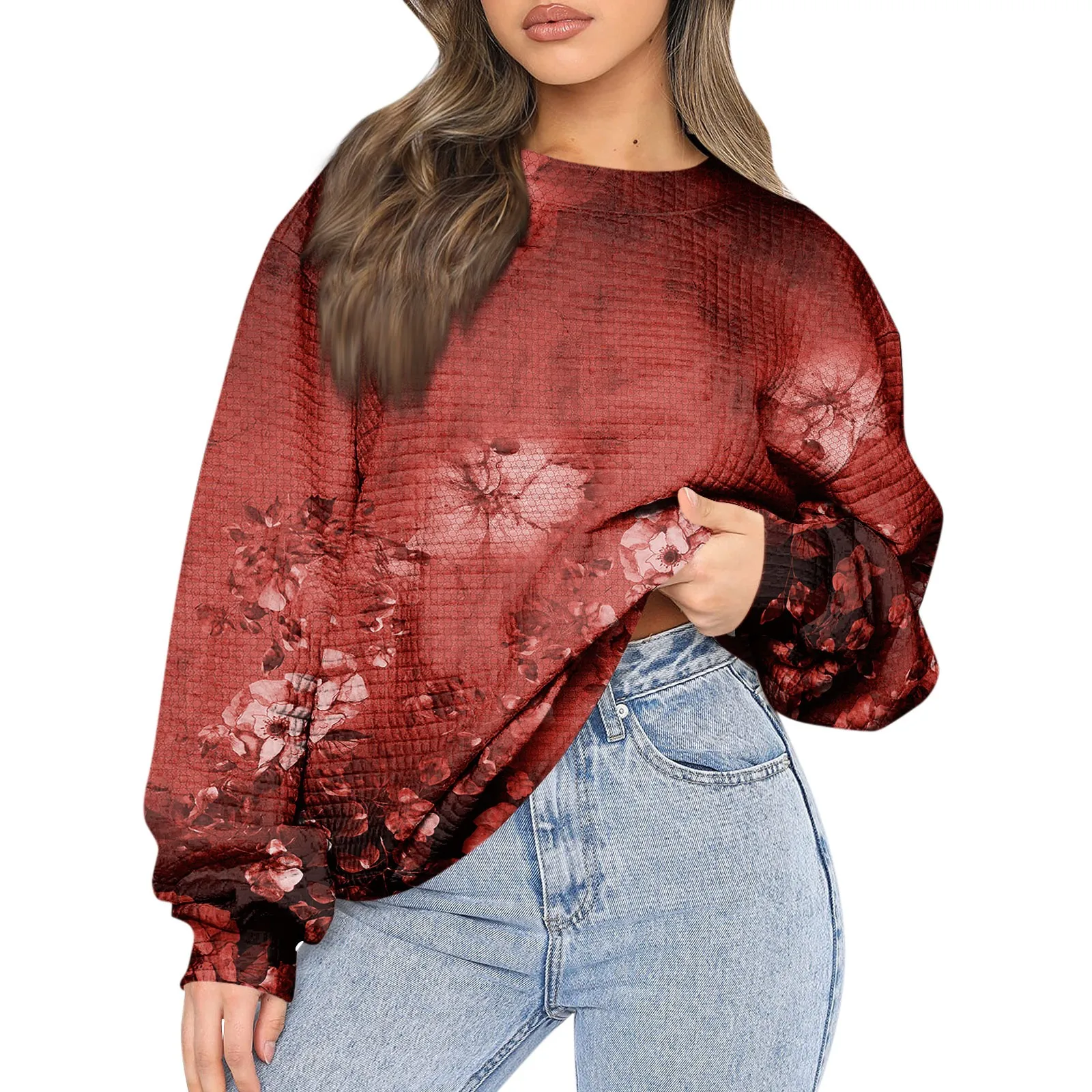 

Женская Повседневная Толстовка с круглым вырезом и длинным рукавом