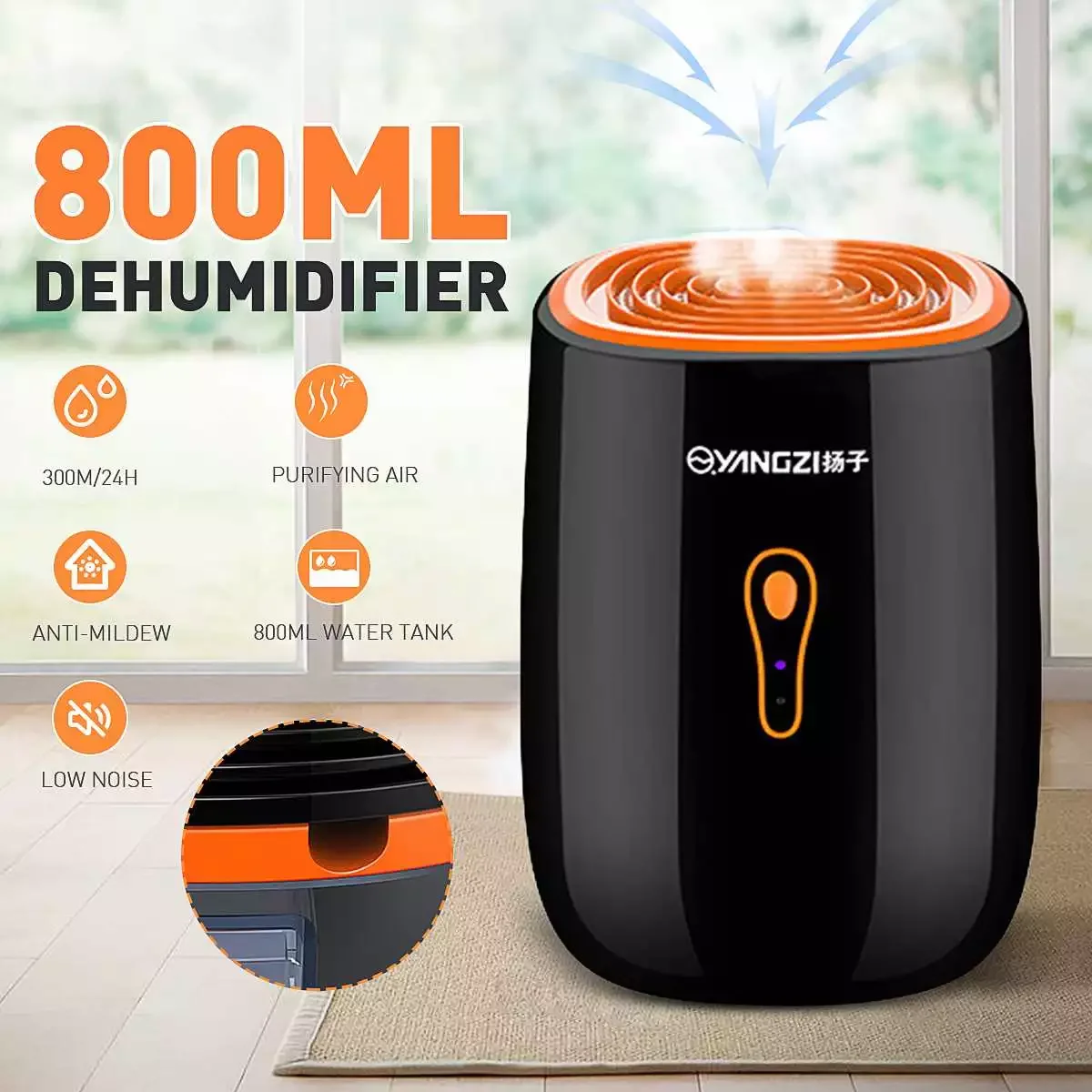 

Dehumidifier 800ML 25W Low Noise Portable dryer Anti-Mildew Purification Portable Cleaning Device Air Dryer Moisture