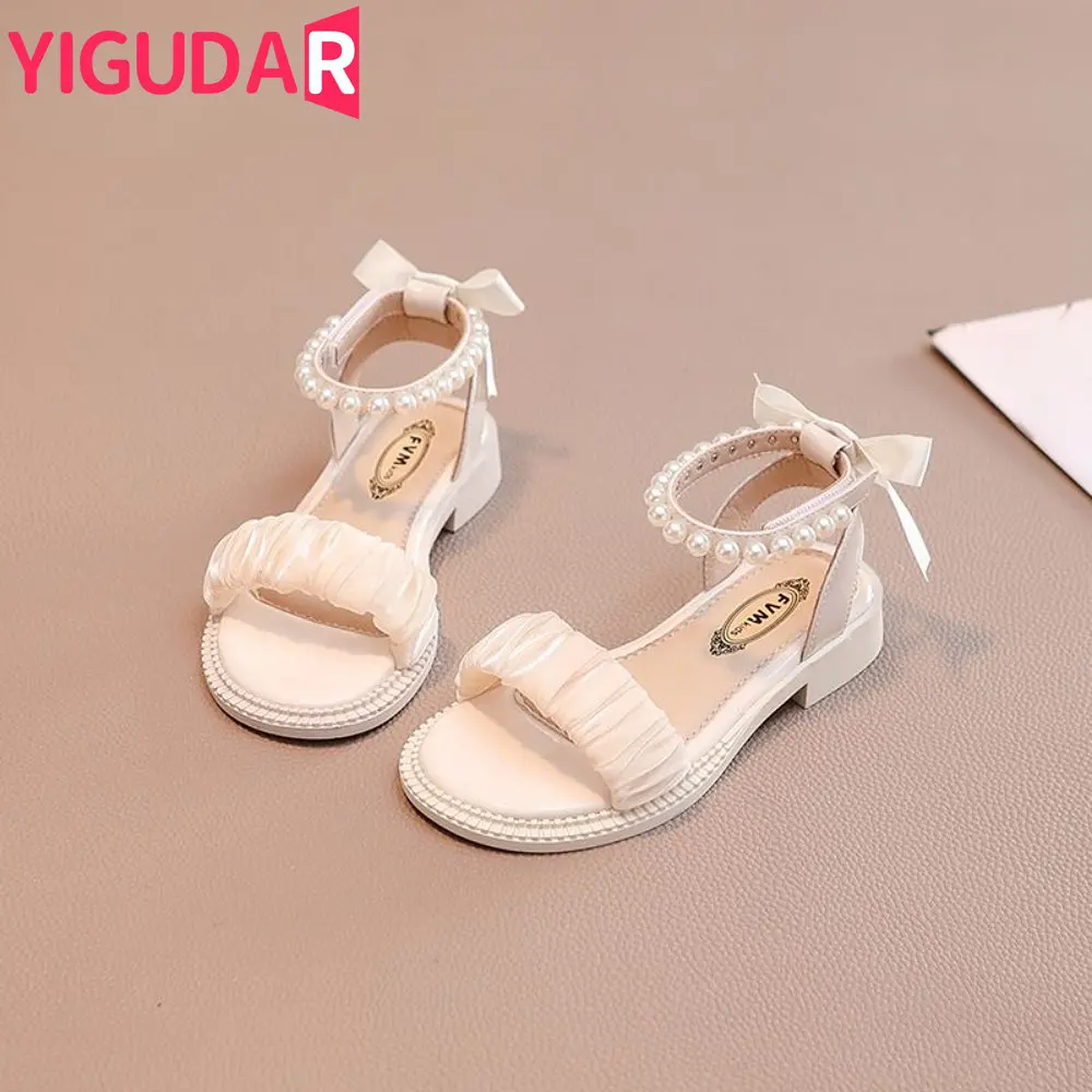 

2023 Newest Summer Kids Shoes Fashion Leathers Sweet Children Sandals For Girls Toddler Baby Breathable Hoolow Out Bow Shoes