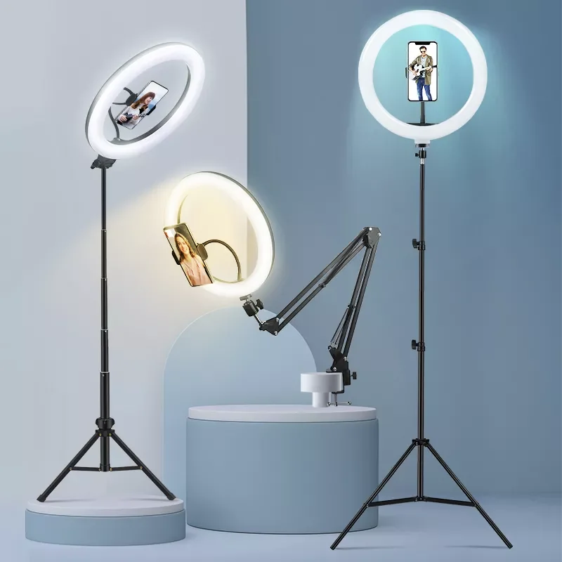 

FIJ Selfie Ring Light Photography Light Led Rim Of Lamp With Mobile Holder Large Tripod Stand For Youtube RGB Tok Ringlight