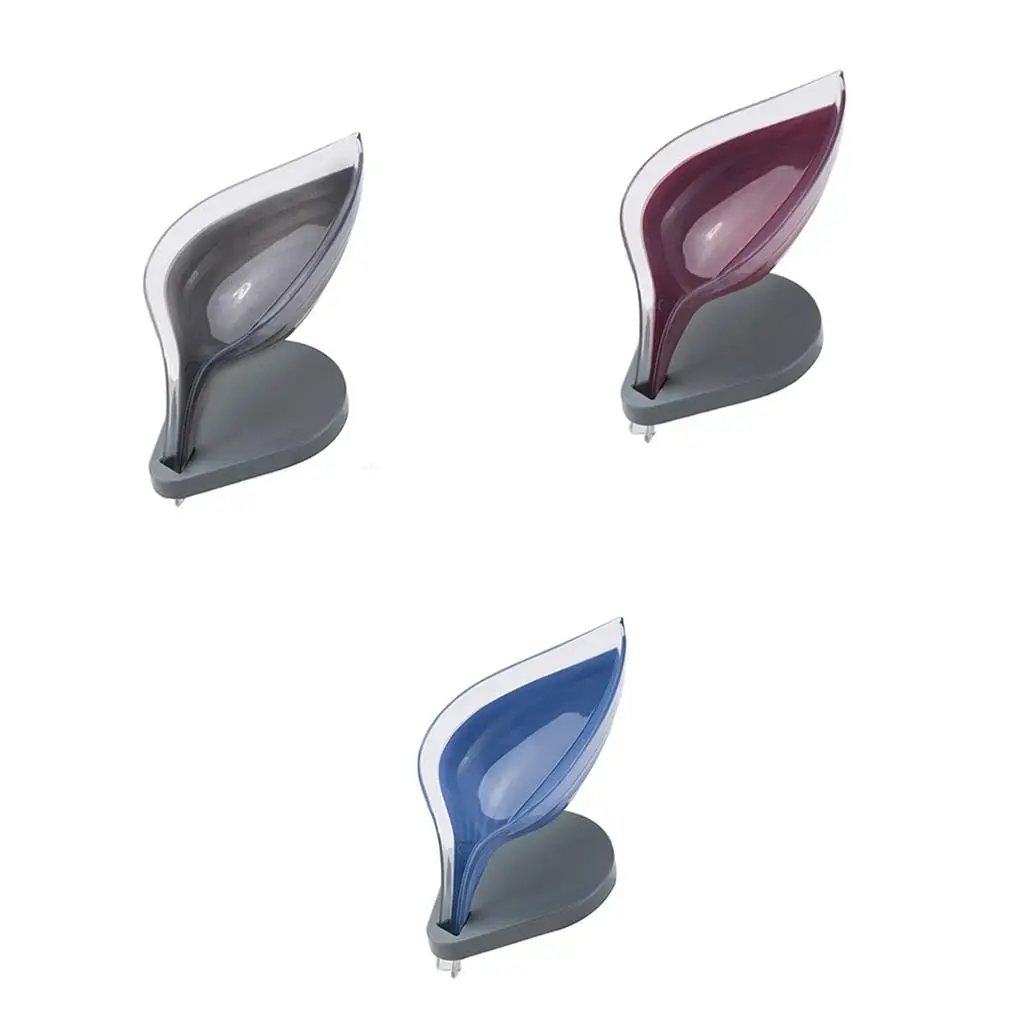 

Soap Holder Sink Sponge Drain Box Leaf Shape Suction Cup Soap Storage Drying Rack Cleaning Brush Case Bathroom Soap Dishes