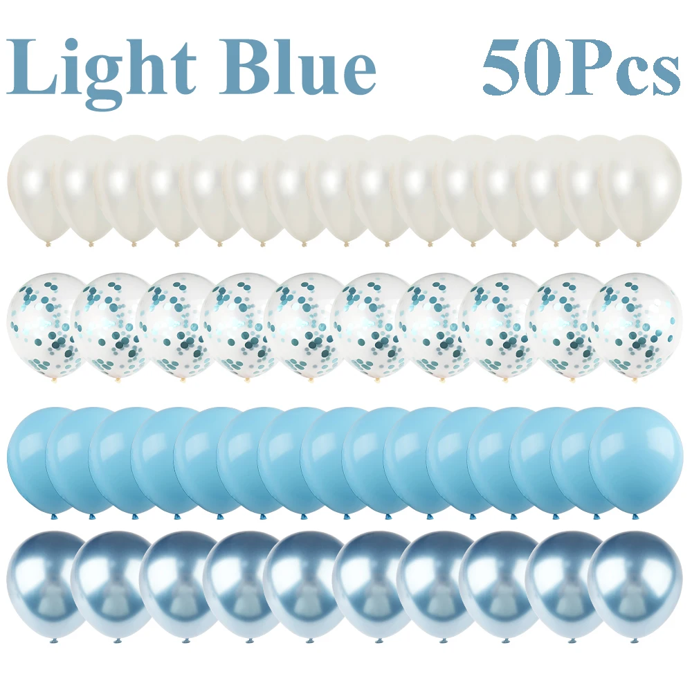 

50 шт. Латексные шары MANLENI 12 дюймов микс золотисто-синий с конфетти