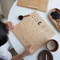 natural wood word practice board writing skills children preschool numbers letters cognitive geometry teaching aids tracing toys
