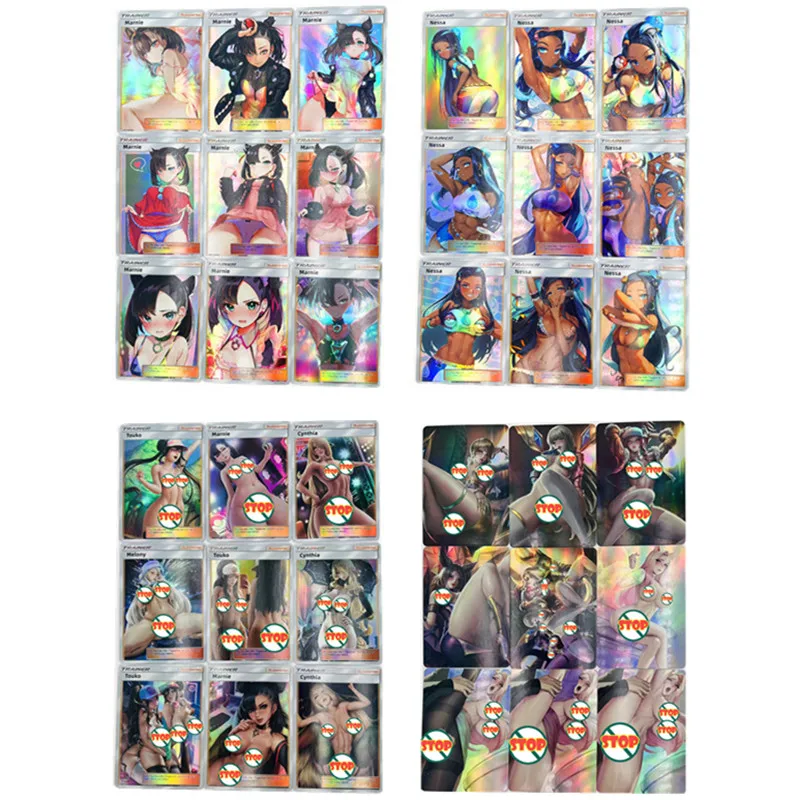 

9Pcs/set Pokemon Girl Trainer Flash Card Sexy Kawaii Anime Beautiful Girls Game Rare Card Anime Collection Card Gift for Friends