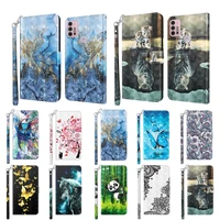 painted flip leather case for motorola moto g52 g30 g10 g20 g50 e32 wallet cover full protect cards holder stand lanyard coque