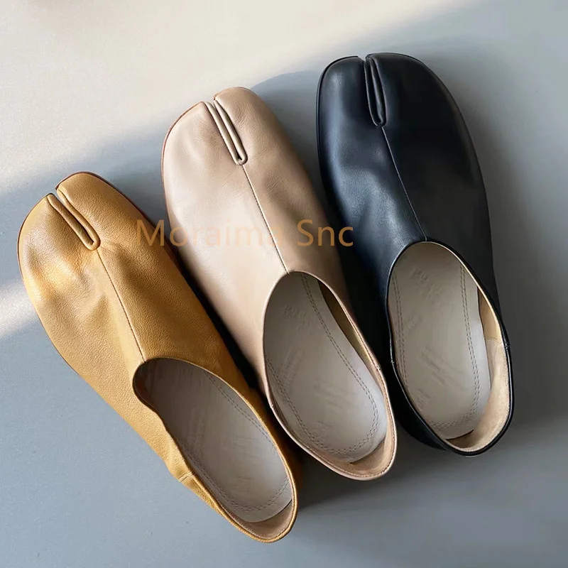Soft Cowhide Split Toe Shoes for Women Ballet Single Shoes Flats Casual Shoes Solid Color Comfortable Breathable Ladies Shoe