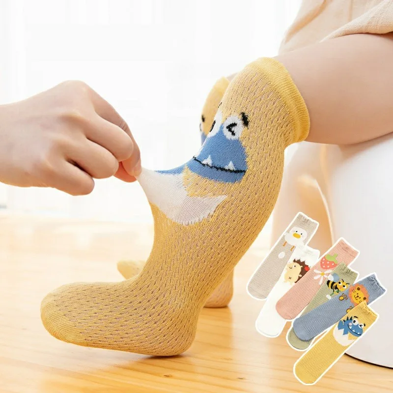 

Spring/Summer Thin Cotton Mesh Baby Socks Without Heel Knee Boys Girls Children Socks Newborn Kids Accessories
